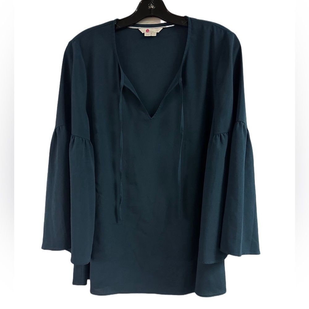 Boden Teal Blue Bell Sleeve Top Size 10